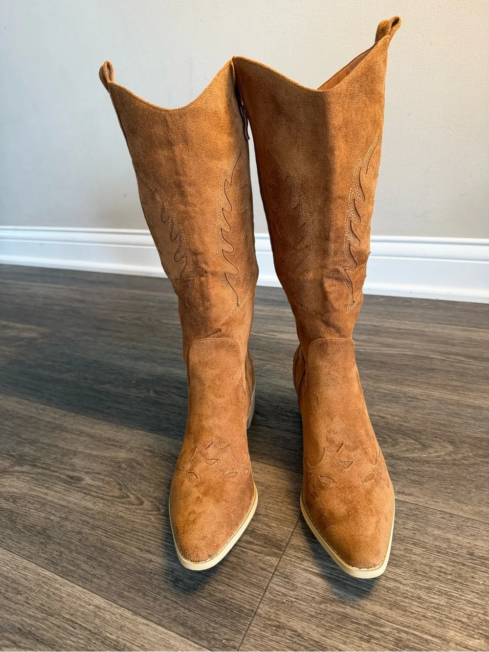 Women's Over-the-Knee Suede Cowboy Boots - Tan